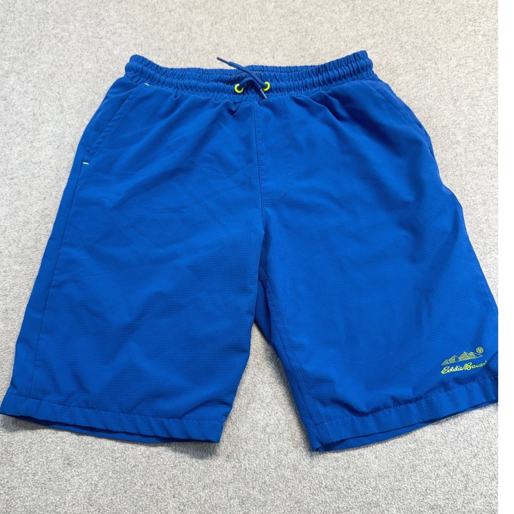 Eddie Bauer Kids Swim Trunks Blue Mesh Lined Boys Medium 10/12 Quick Dry Beach